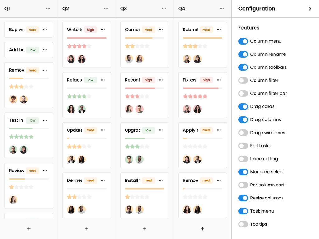 Configuration panel