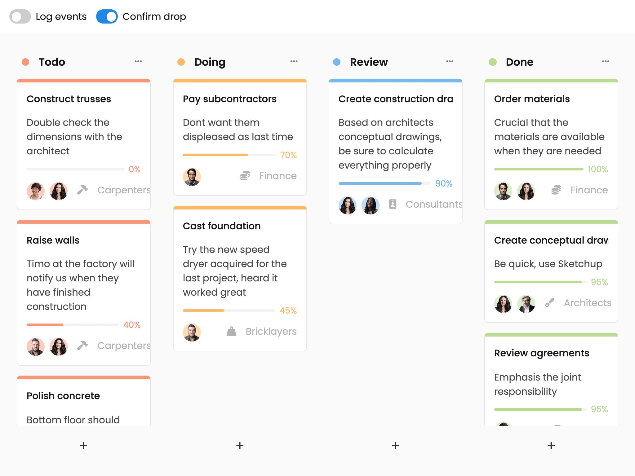 Bryntum TaskBoard - Column drag demo (Vue 3)