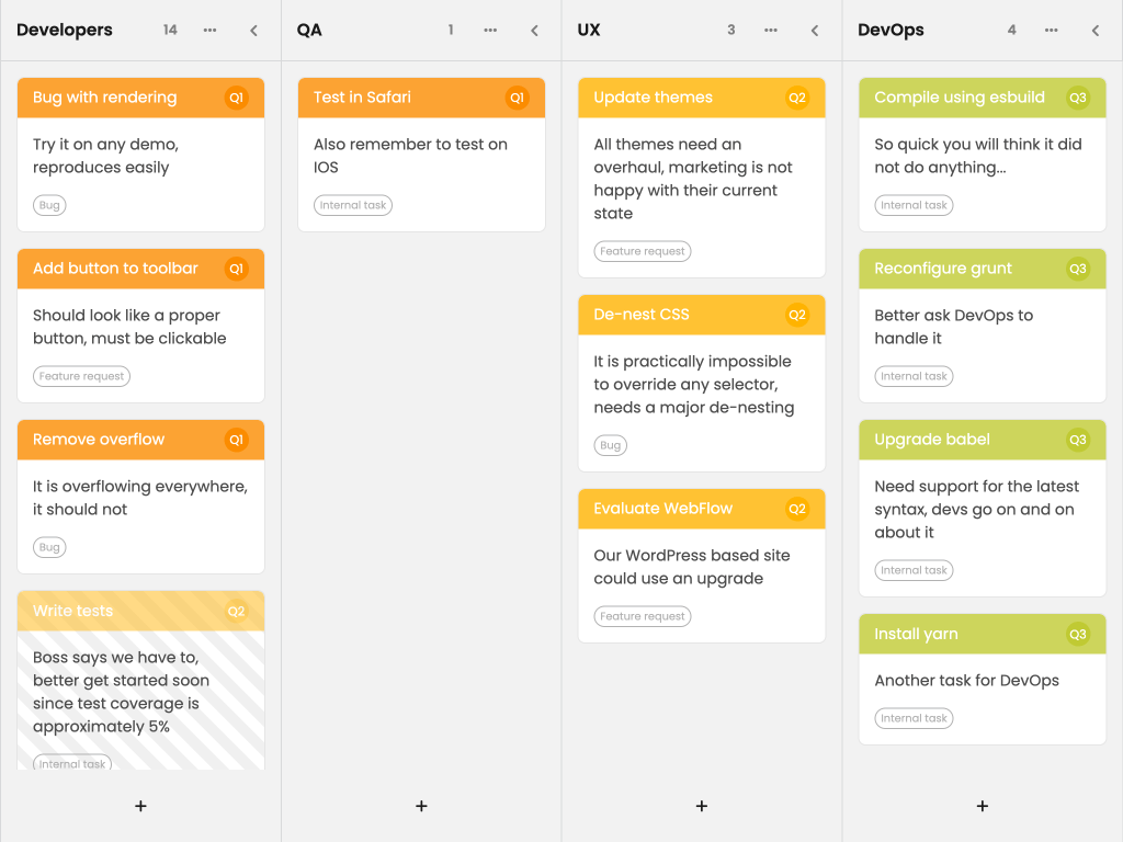 Customized column header menu