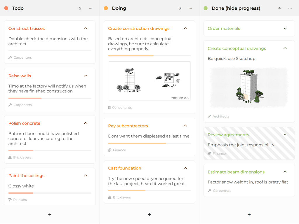 Customized task contents using task items