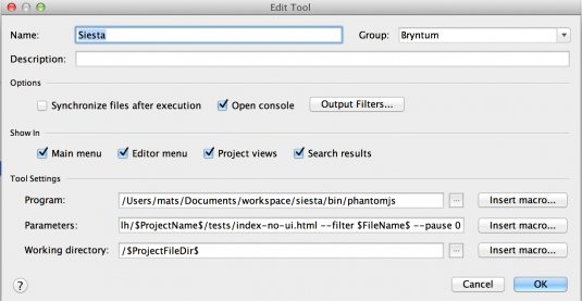 External Tools in WebStorm.
