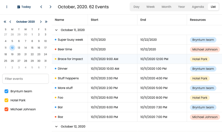 calendar-react-vite-listview