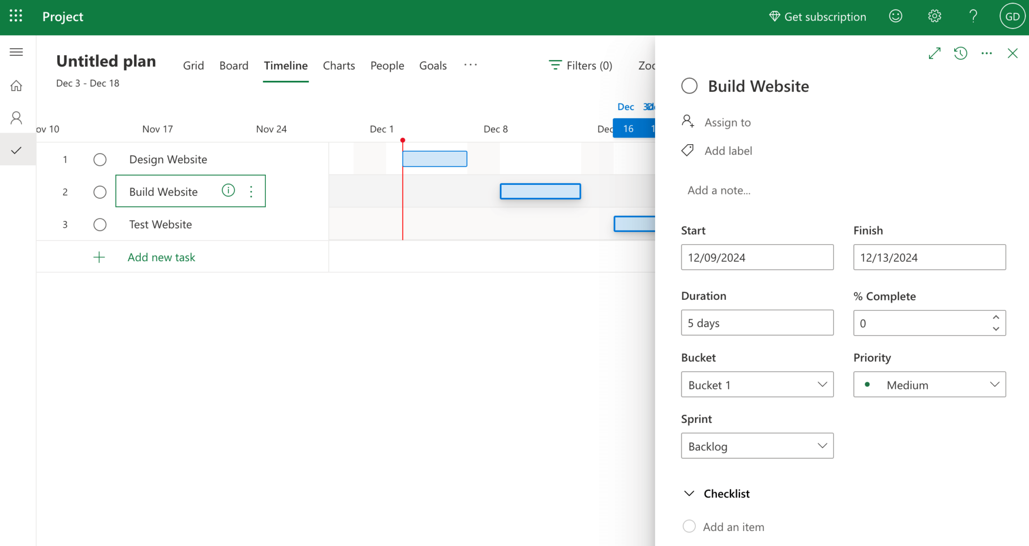 Create tasks