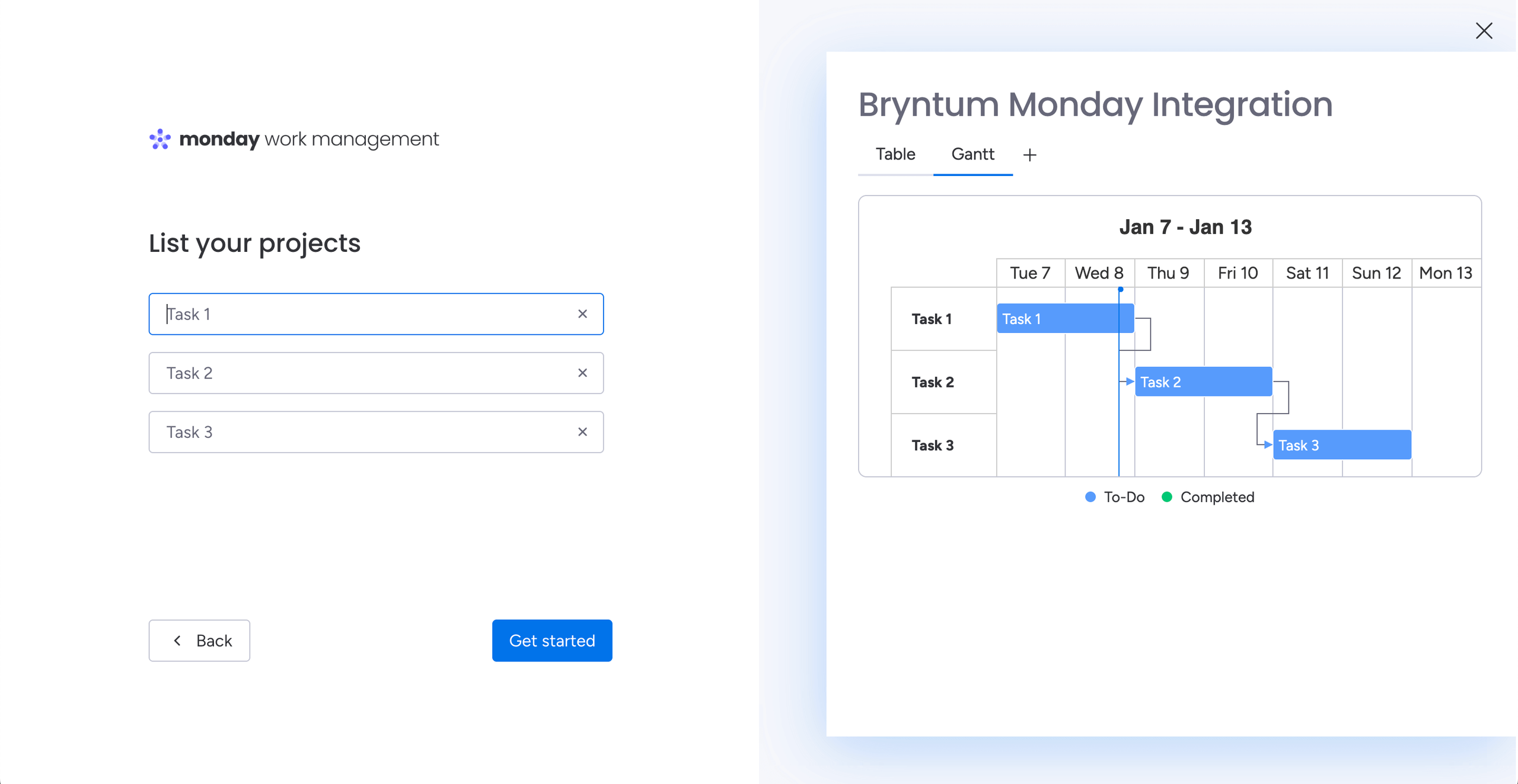 List your projects view.
