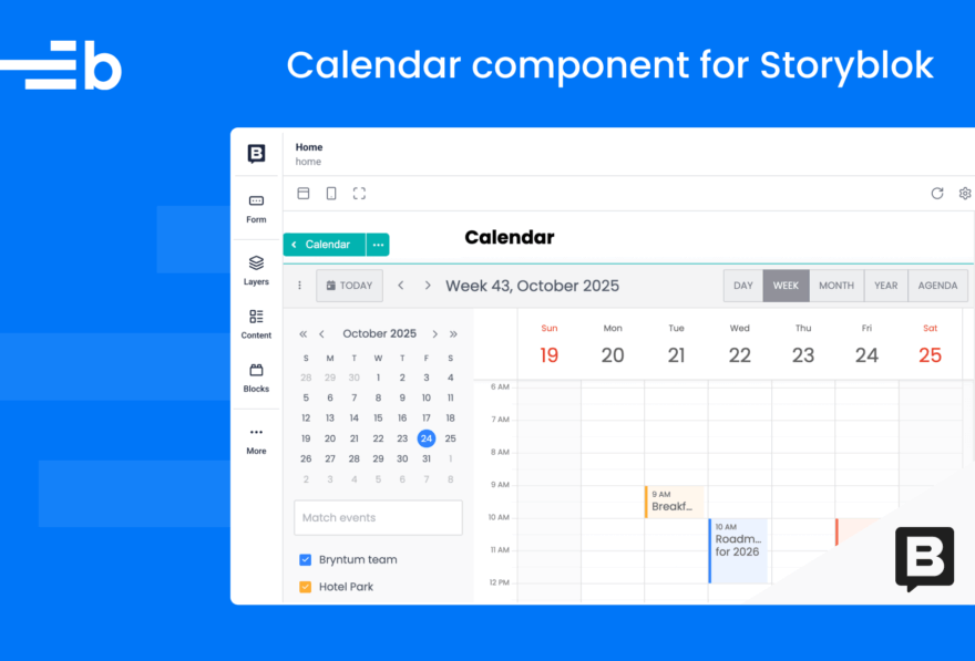 Creating a custom Bryntum Calendar React component for Storyblok - Bryntum