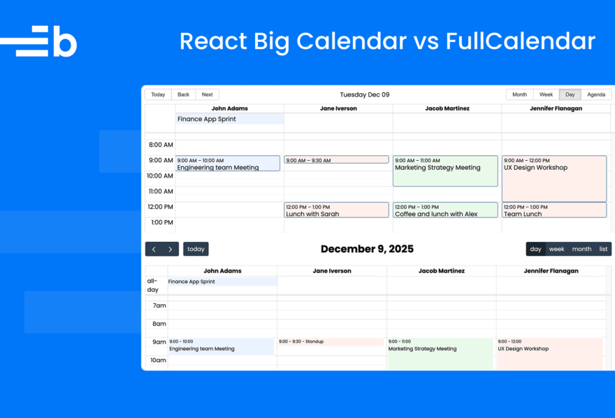 React FullCalendar vs Big Calendar - Bryntum