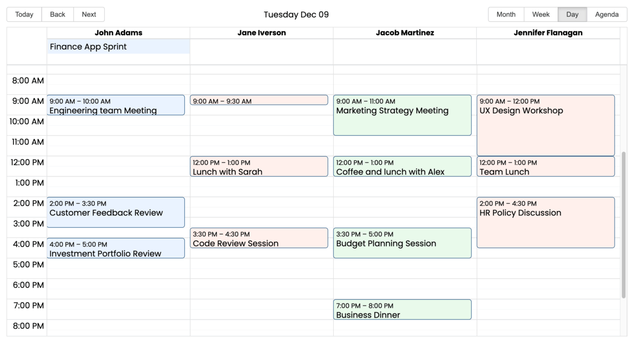 React FullCalendar vs Big Calendar - Bryntum
