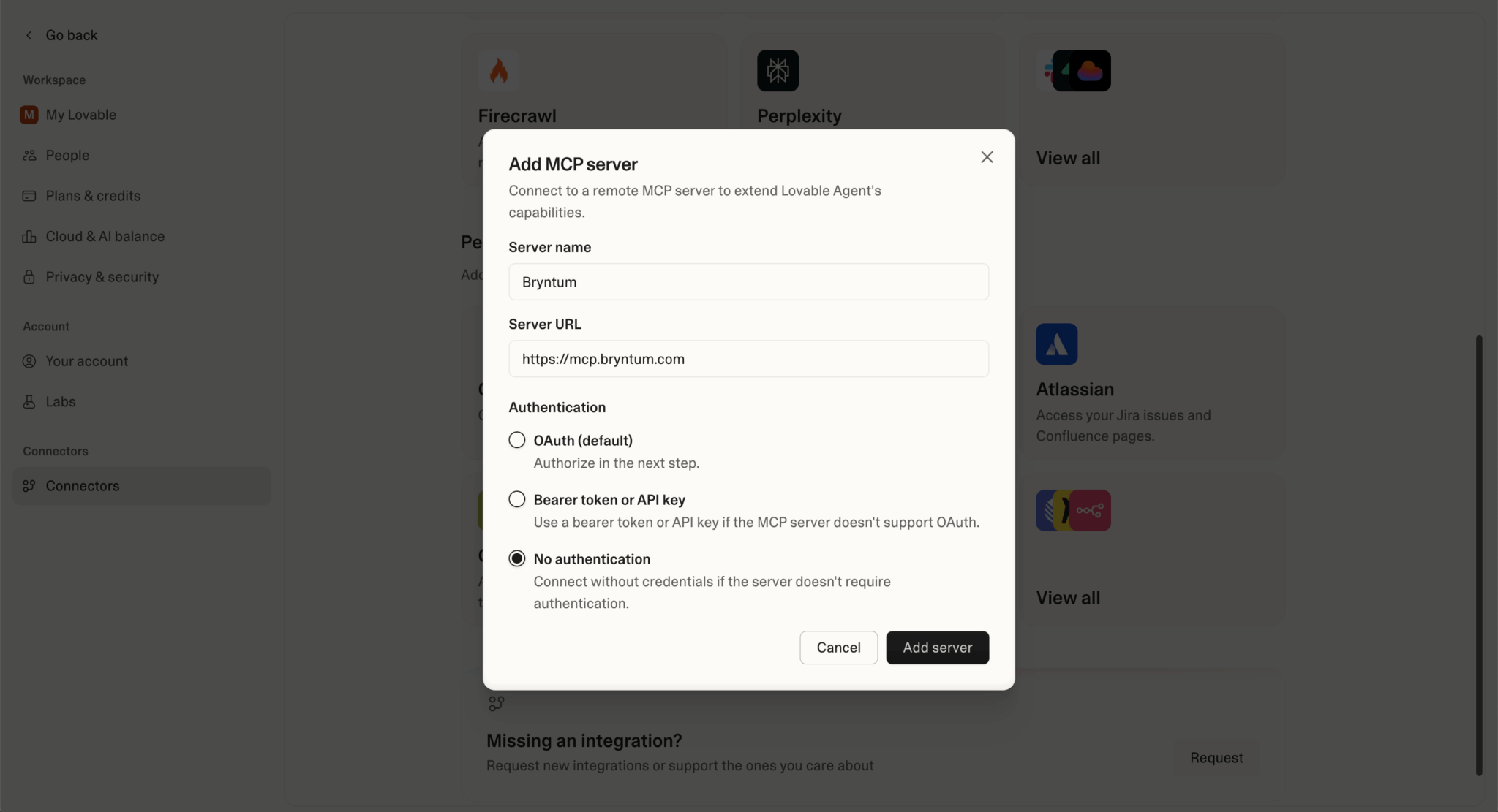 Add Lovable MCP server