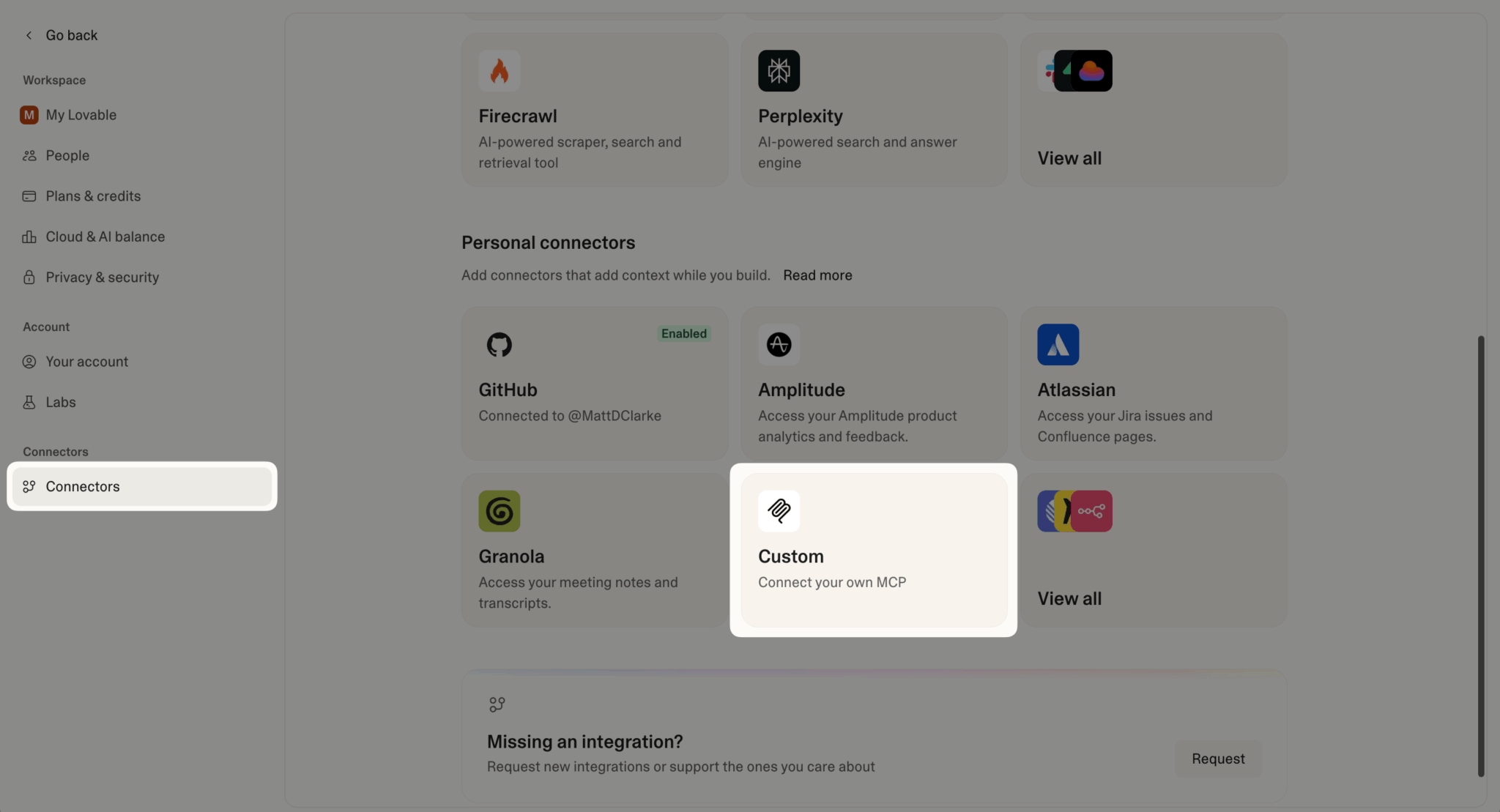 Lovable Custom Connectors