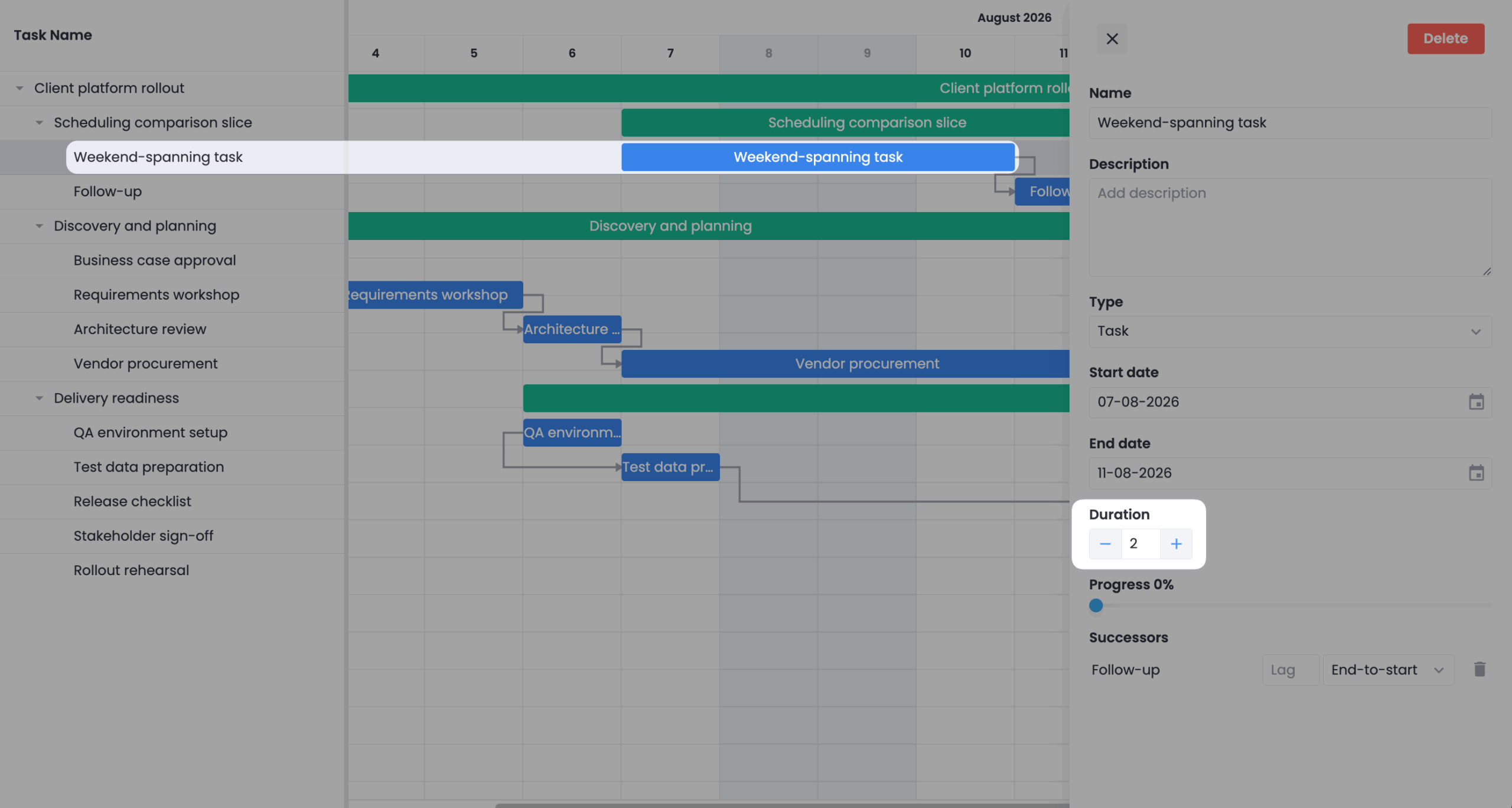 SVAR React Gantt skipping the weekend.