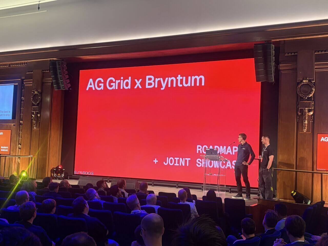 Bryntum and AG Grid on the main stage screen.
