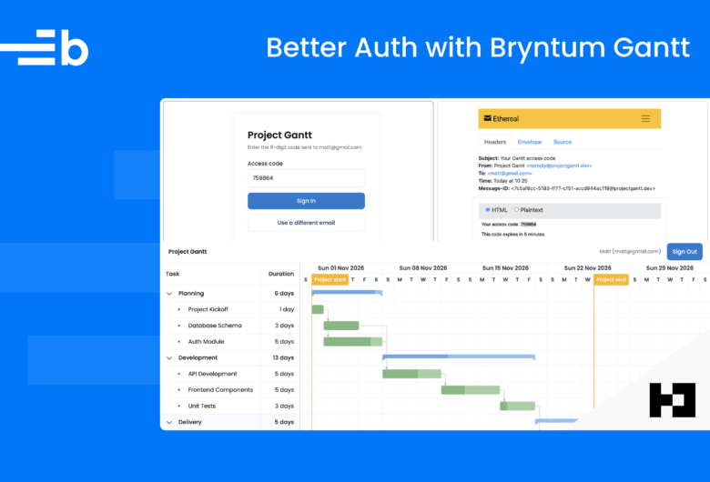 Better Auth in the Bryntum Gantt blog post cover image.