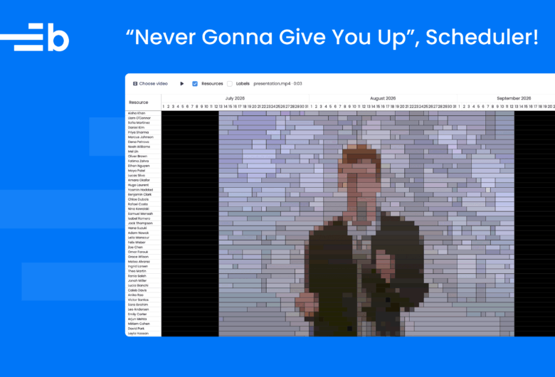 Bryntum Scheduler with 'rickroll' still rendered as events.