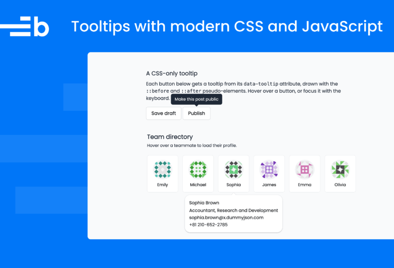 Modern tooltip CSS and JavaScript.