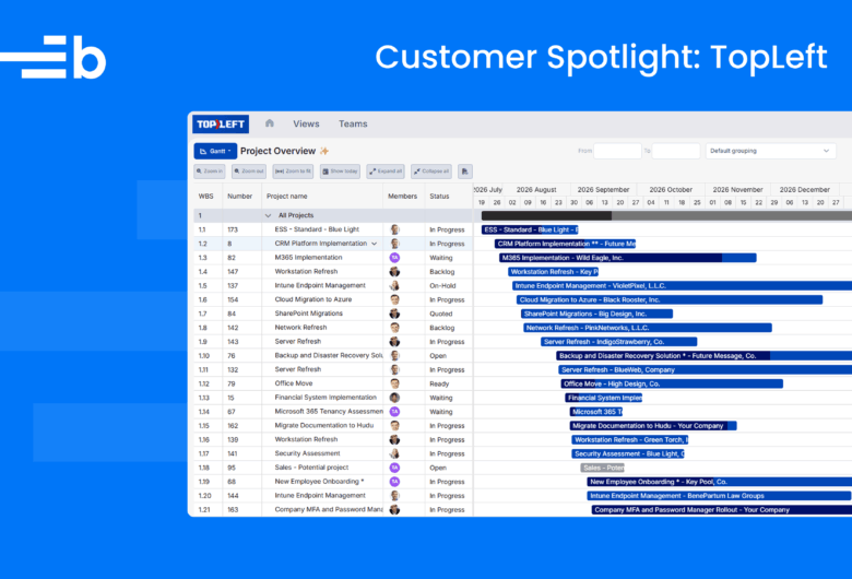 TopLeft using Bryntum Gantt in a blog post cover image.